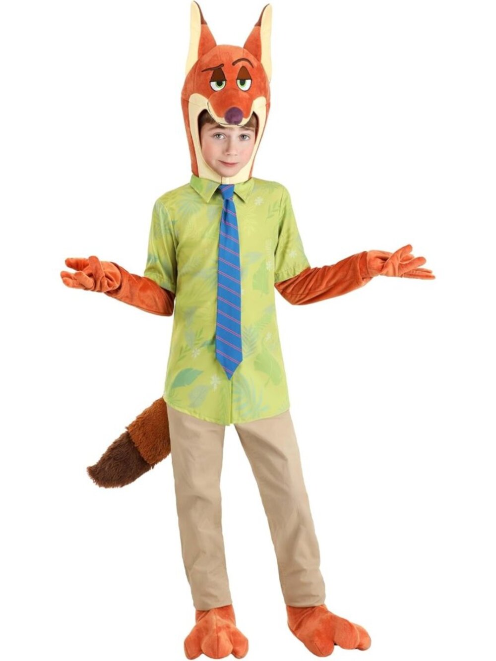 Kids Zootopia Nick Wilde Costume | Complete Set with Shirt, Hood, Tail